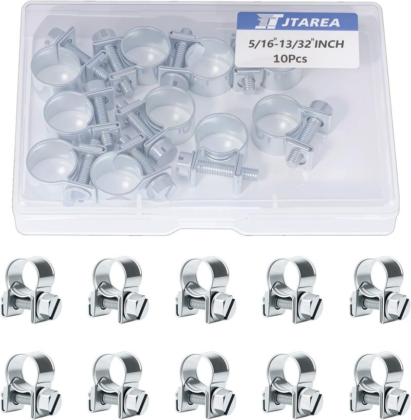 JTAREA 8-10MM Fuel Injection Hose Clamps 5/16"-13/32" Gas Line Clamps Pipe Clamp for Automotive Diesel Petrol Pipes - Image 1
